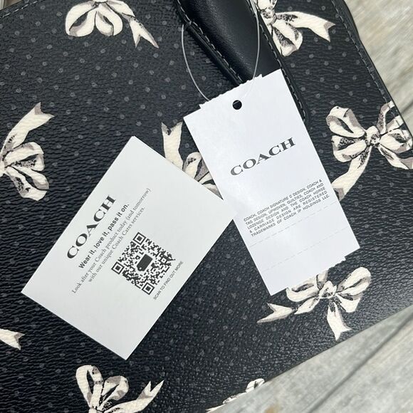 Coach Andrea Carryall Bag With Bow Print & Smooth Leather Crossbody Purse - Picture 14 of 15